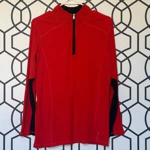 Lauren Ralph Lauren Orange Red & Black Quarter Zip Long Sleeve Thermal Shirt